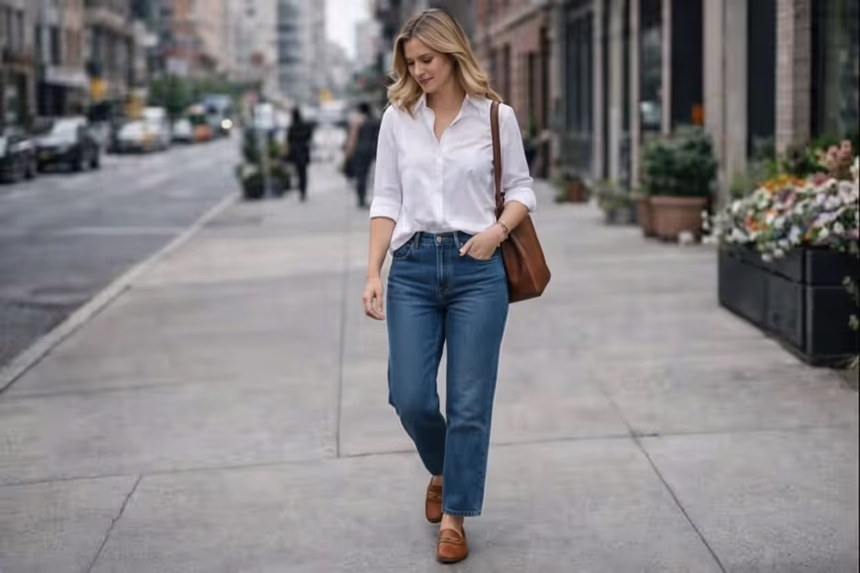 The reality of a "fashion person's" actual everyday outfit—quality basics, practical choices, comfortable elegance that photographs less dramatically but wears better in real life.